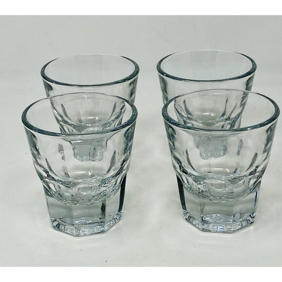 Set Of 4 Vintage Anchor Hocking Heavy Shot Glasses Tequila Whiskey Barware 4 oz - Picture 1 of 11